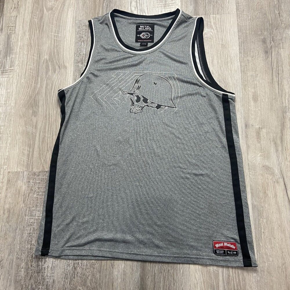 Y2K Metal Mulisha‎ Tank Top Jersey Size 2XL Mens Gray Black White